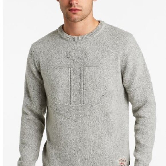 Nautica Sweater Pullover Crewneck Gray Raised Logo Mens Size S - Picture 1 of 10